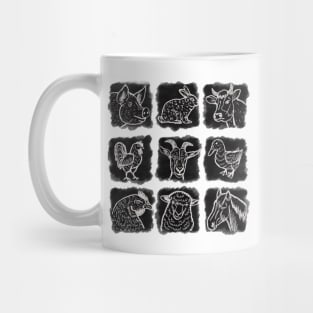 Farm animals b/w Mug